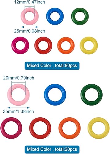 Miniatura 58 de Cheriswelry 240 cuentas de madera natural teñidas de 0.472 in, 16 a 0.669 in, cuentas de madera para decoración de manualidades, cuentas de madera