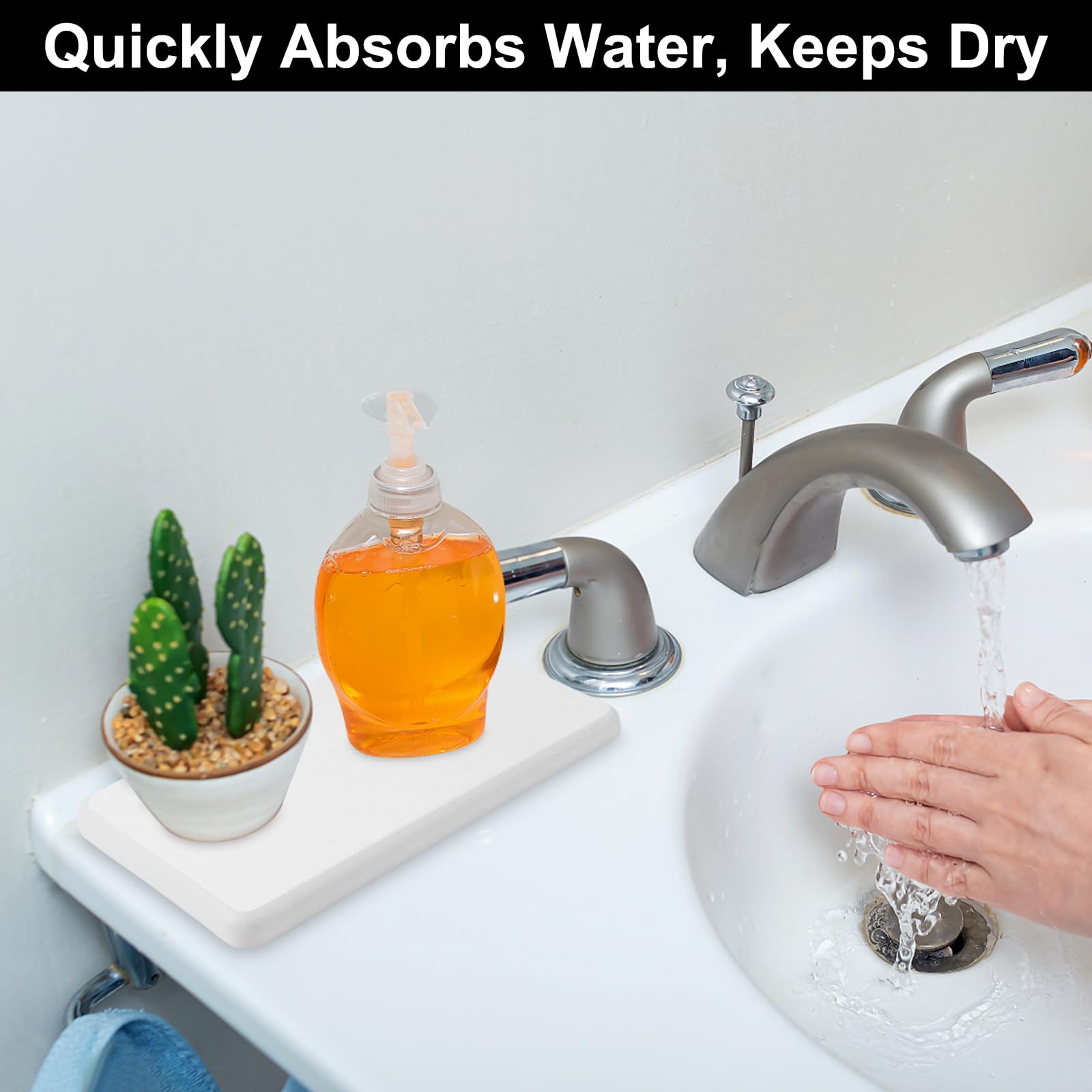 Posavasos Absorbentes De Diatomeas 4 Piezas, Bandejas De Piedra Absorbente De Agua, Secado Rápido Baño