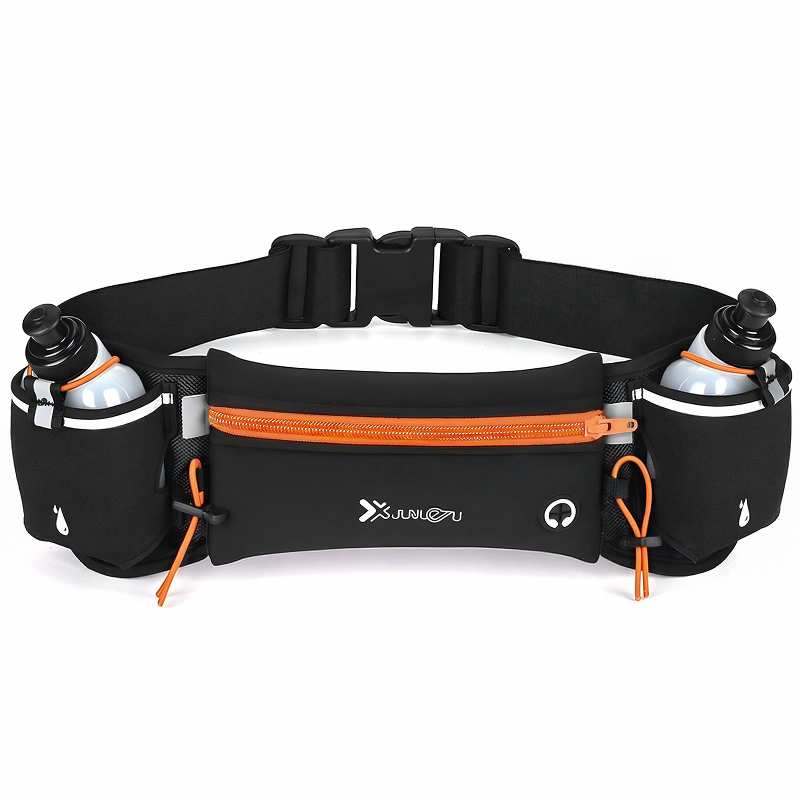 Running Belt with Water Bottles (2 x 175ML), Hydration Belt for Men and Women, Water Bottle Holder Running Pouch Belt, Fanny Pack Fits 7 inches Phones, Waist Pack for Running Hiking Climbing (Orange)