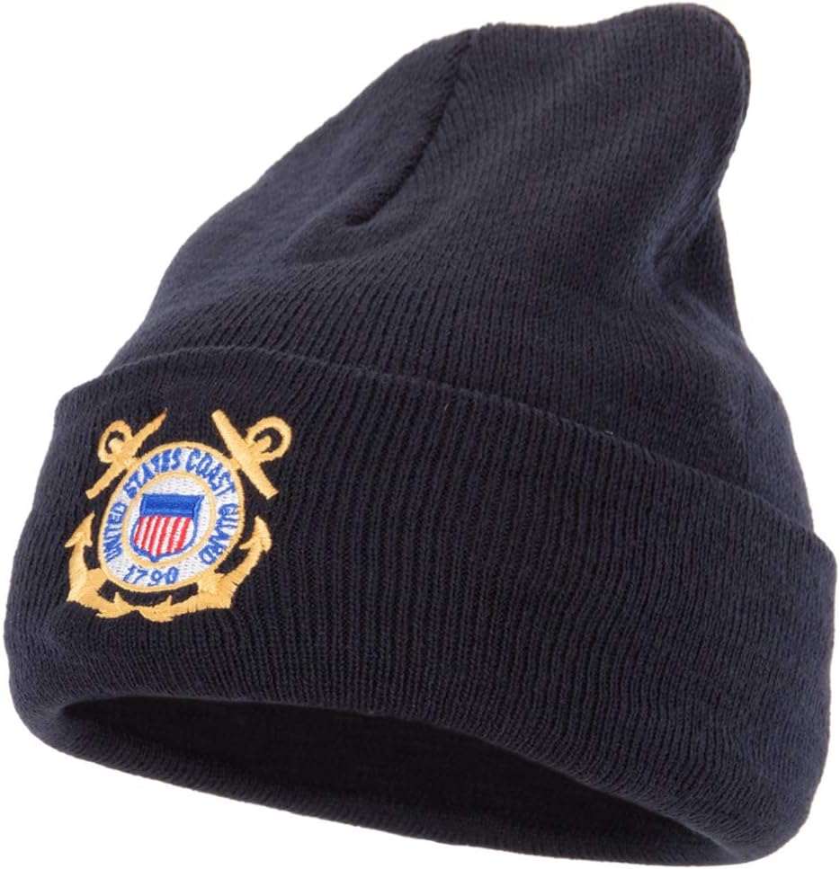 US Coast Guard Anchors Logo Embroidered Long Beanie