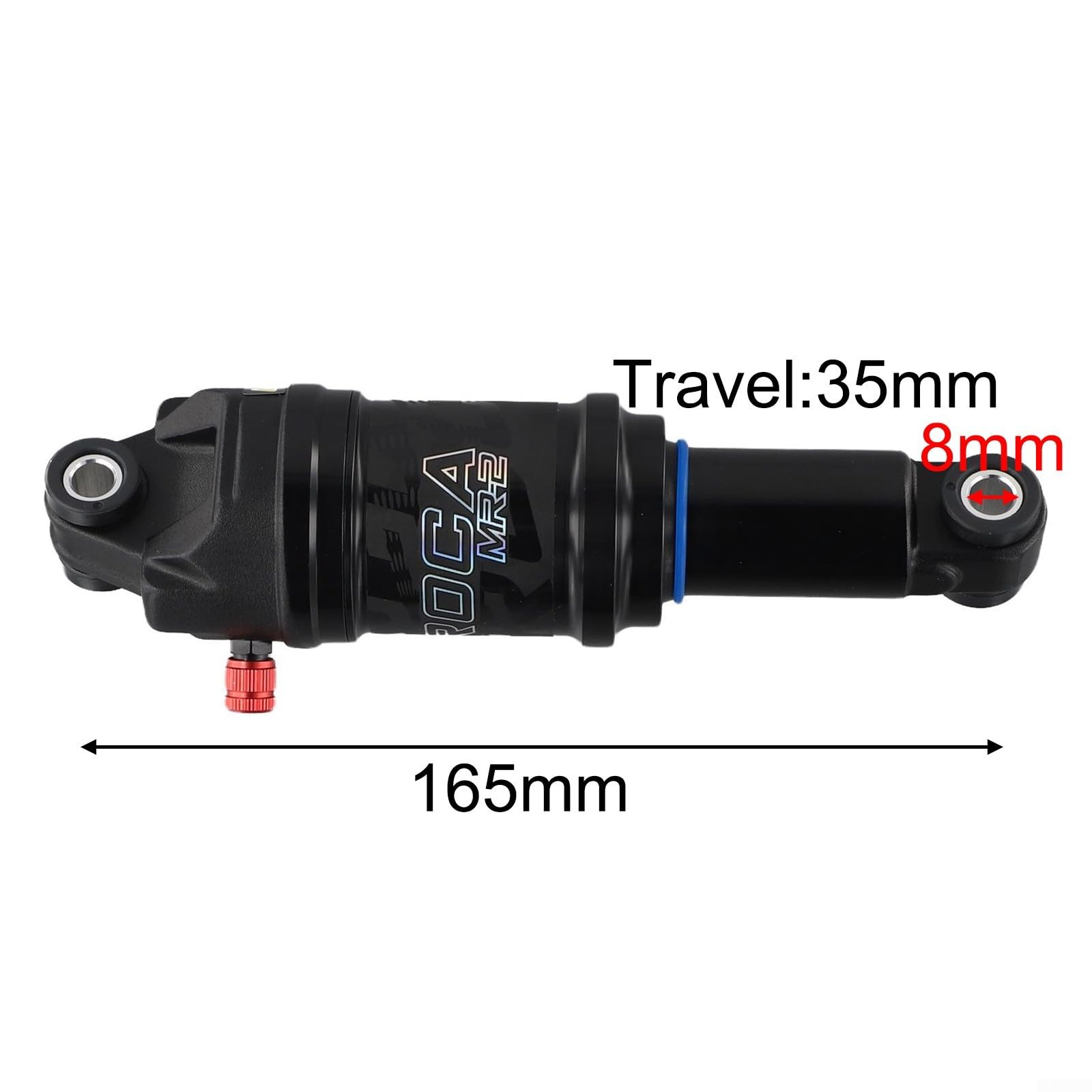 Amortisseur arrière réglable pour VTT, voyage de 125/150/165/190 mm avec doublure de 24 mm, construction en alliage d'aluminium, compatible avec divers vélos à suspension complète (165 mm