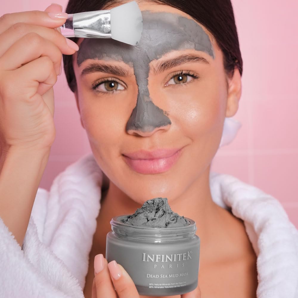 Infinitek Paris | Dead Sea Mud Mask | Galentine’s Gifts & Valentine’s Day Gifts for Women | Face Mask for Acne Treatment, Blackhead Remover, Antioxidant Pore Cleaner | 2.47 oz / 70 g - Image 3