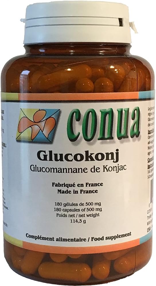 Konjac glucomannan 95% Glucokonj, Powder 180 Capsules 500mg.