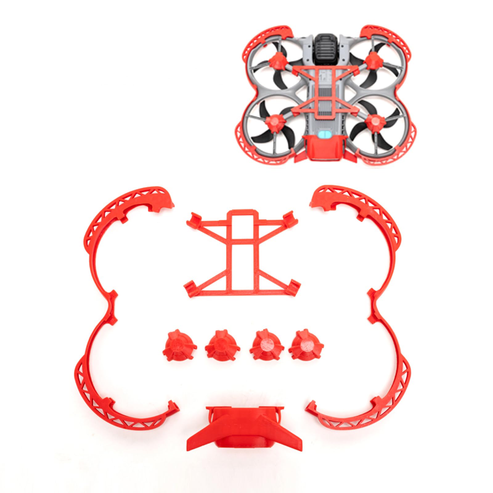 4 in 1 Anti-Collision Protection Guard Set for DJI Avata 360 Drone, Propeller Guard Protector+Landing Gear+Bottom Plate+Tail Wing, Anti-Collision Rings Prop Bumper Protective Frame (full red set)
