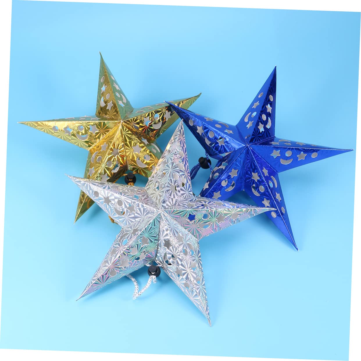 ARTIBETTER Paper Star Lampshade Set 8 Pieces Shiny Pentagram Ceiling Hanging for Holiday Decorative Lighting Accessories