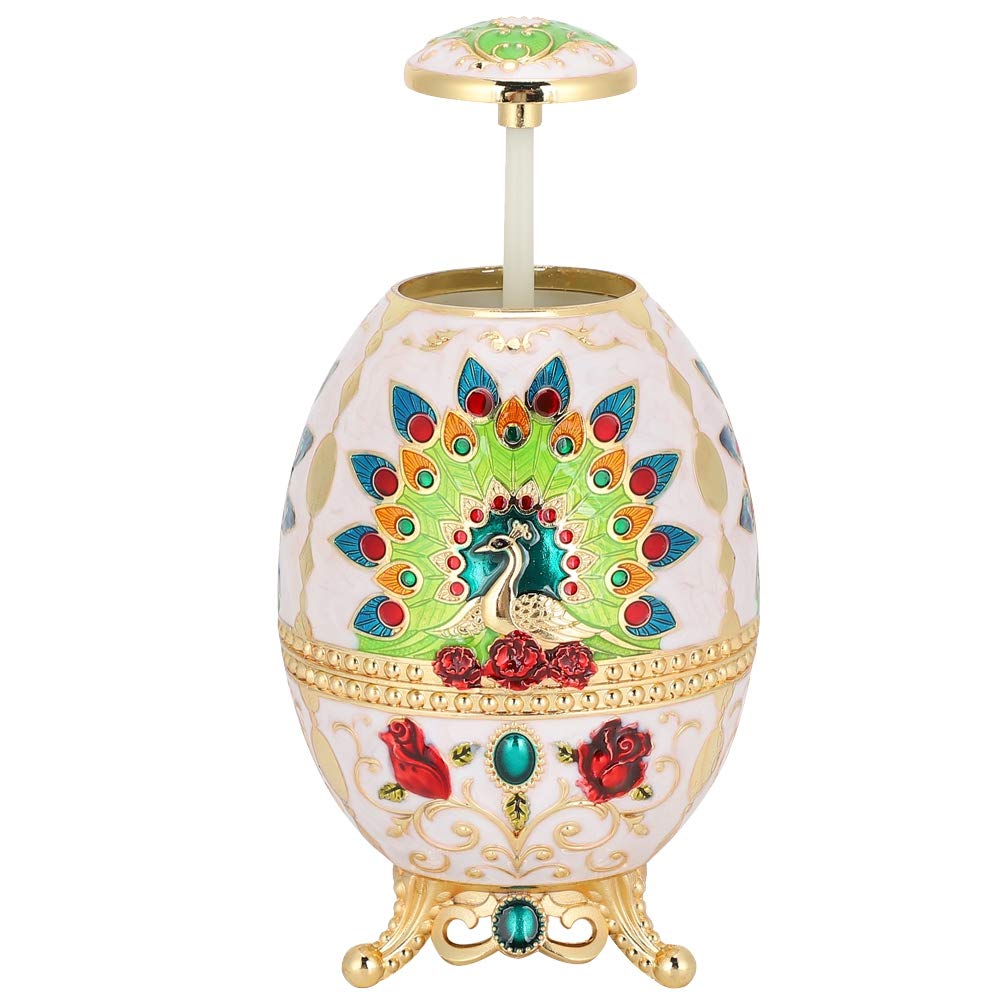 Retro Zahnstocherhalter Pfauenei Form - Metall Box Mit Flaschenöffner