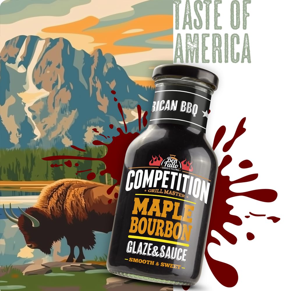 GLAZE & SAUCE MAPLE BOURBON Competition Benfatto Glassa per BBQ con sciroppo d’acero e whisky bourbon