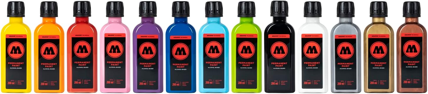 Molotow Permanent Paint Marker Refill - 200ml Glossy Alcohol Based Quick Drying Colour (Gold)