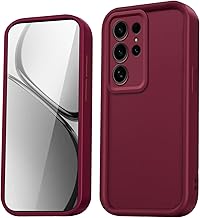 HAOYE Coque pour Samsung Galaxy S25 Ultra 5G Étui, Silicone Housse Antichoc avec Bords Relevés/Coins Renforcés in Design Épuré - Vin Rouge
