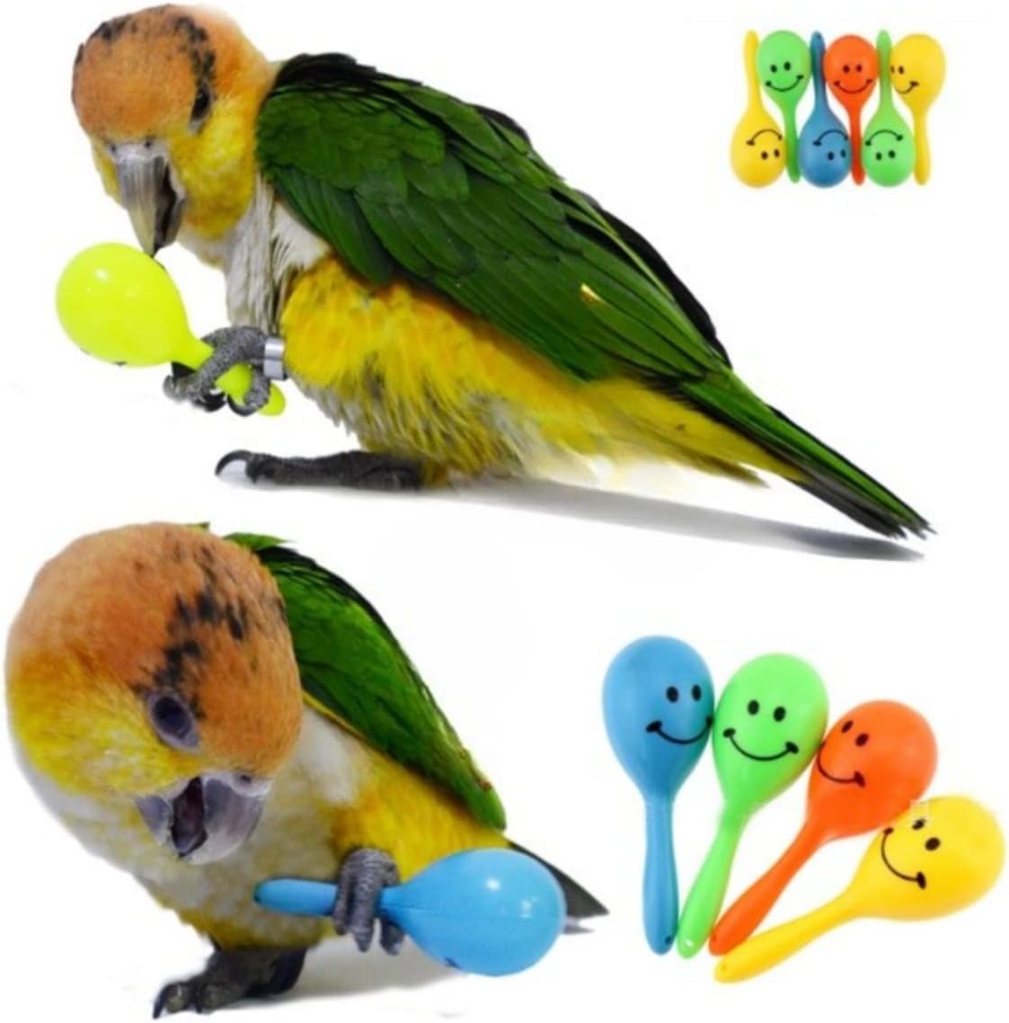 3PCS- Colourful Mini Ball Sand Hammer Parrot Rattle Shaker Musical Sound Toy Intelligent Sand Hammer Toys for Parakeets Canaries Cockatiels Conure Lovebirds(Random Color) — view 2