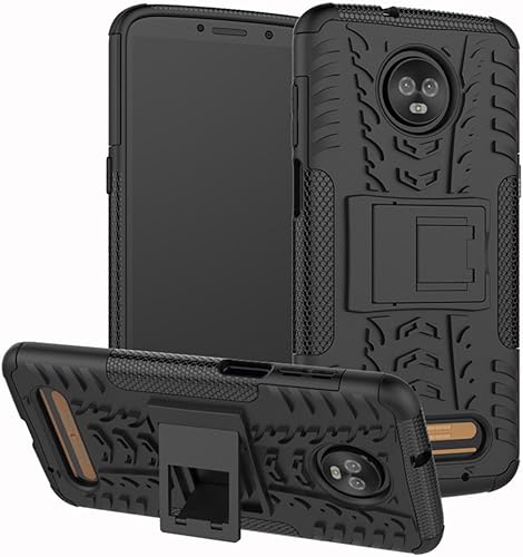 Yiakeng Funda para Moto Z3, Moto Z3 Play, doble capa protectora delgada a prueba de golpes con función atril para Motorola Moto Z3 (negro)