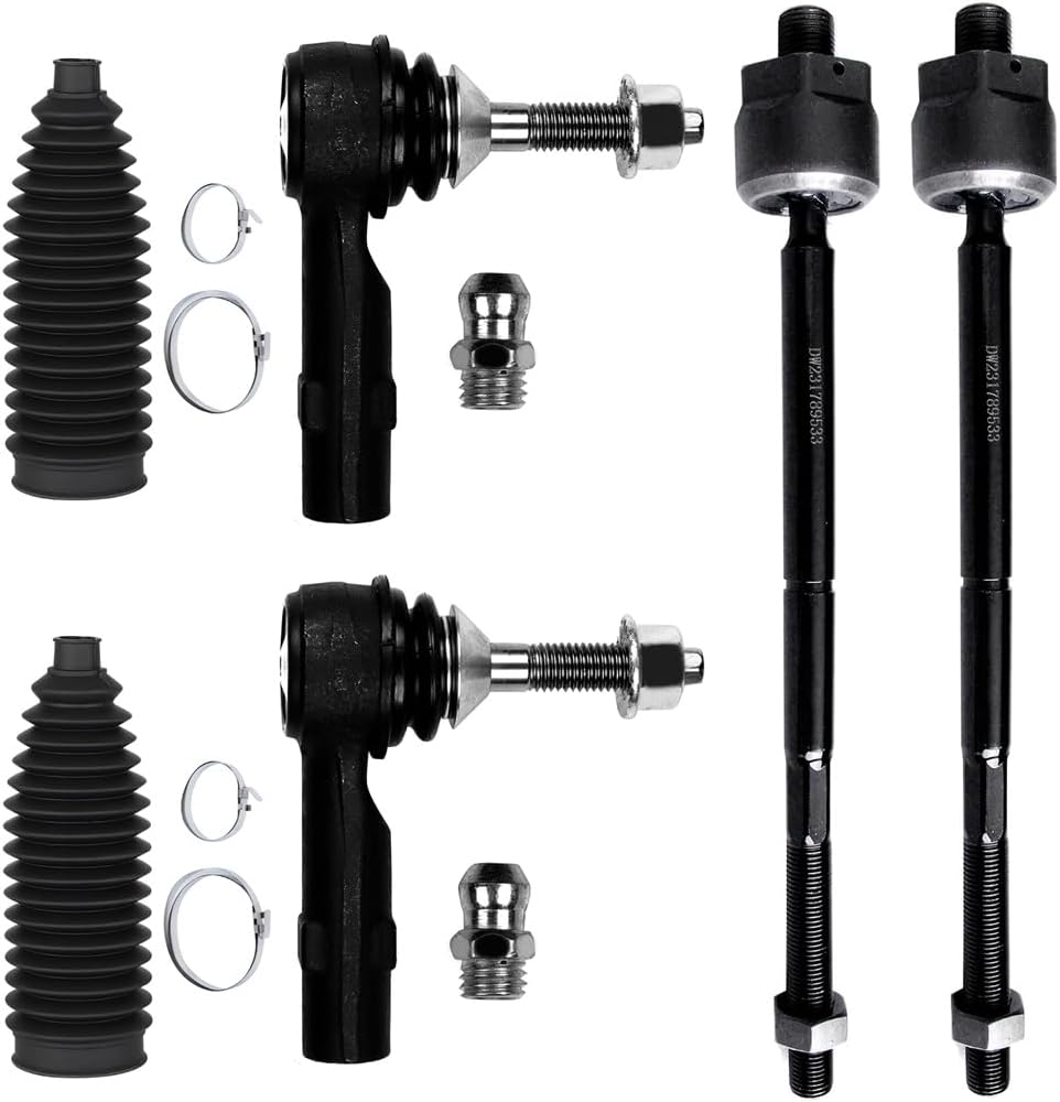 Front Inner Outer Tie Rod End w/Steering Boot fit for Ford Taurus Taurus X for Ford Flex Five Hundred Freestyle for Mercury Sable Montego, Front Suspension Kit - 6pc Set