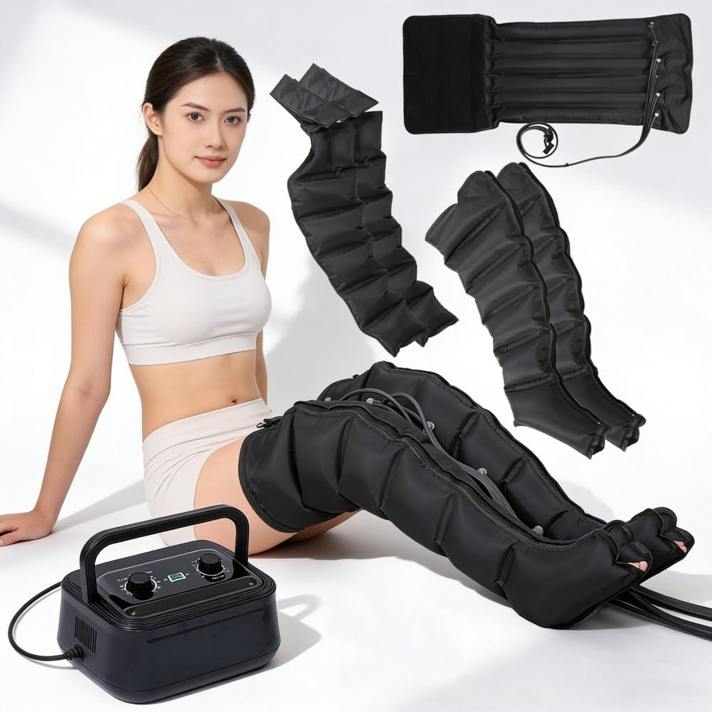 Pressoterapia Linfodrenaggio Gambe e Addome, Massaggiatore Drenante Linfatico Anticellulite, Migliora Circolazione e Riduce Gonfiore, Uso Domestico(Black)