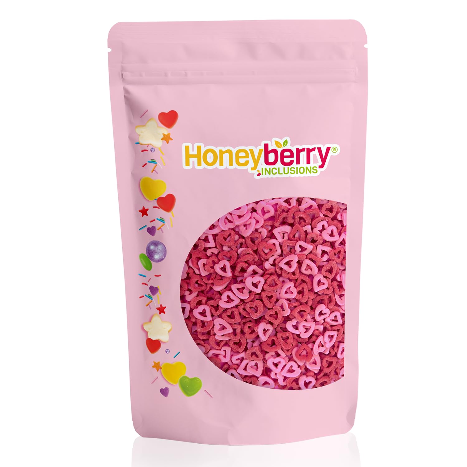 HONEYBERRY INCLUSIONS Pink & Red Open Hearts Sprinkles 200g - Premium Edible Decorating Heart Shaped Sprinkles for Baking, Cupcake and Cake Decorations, Ice Cream, Dessert and Icing Decoration Toppers