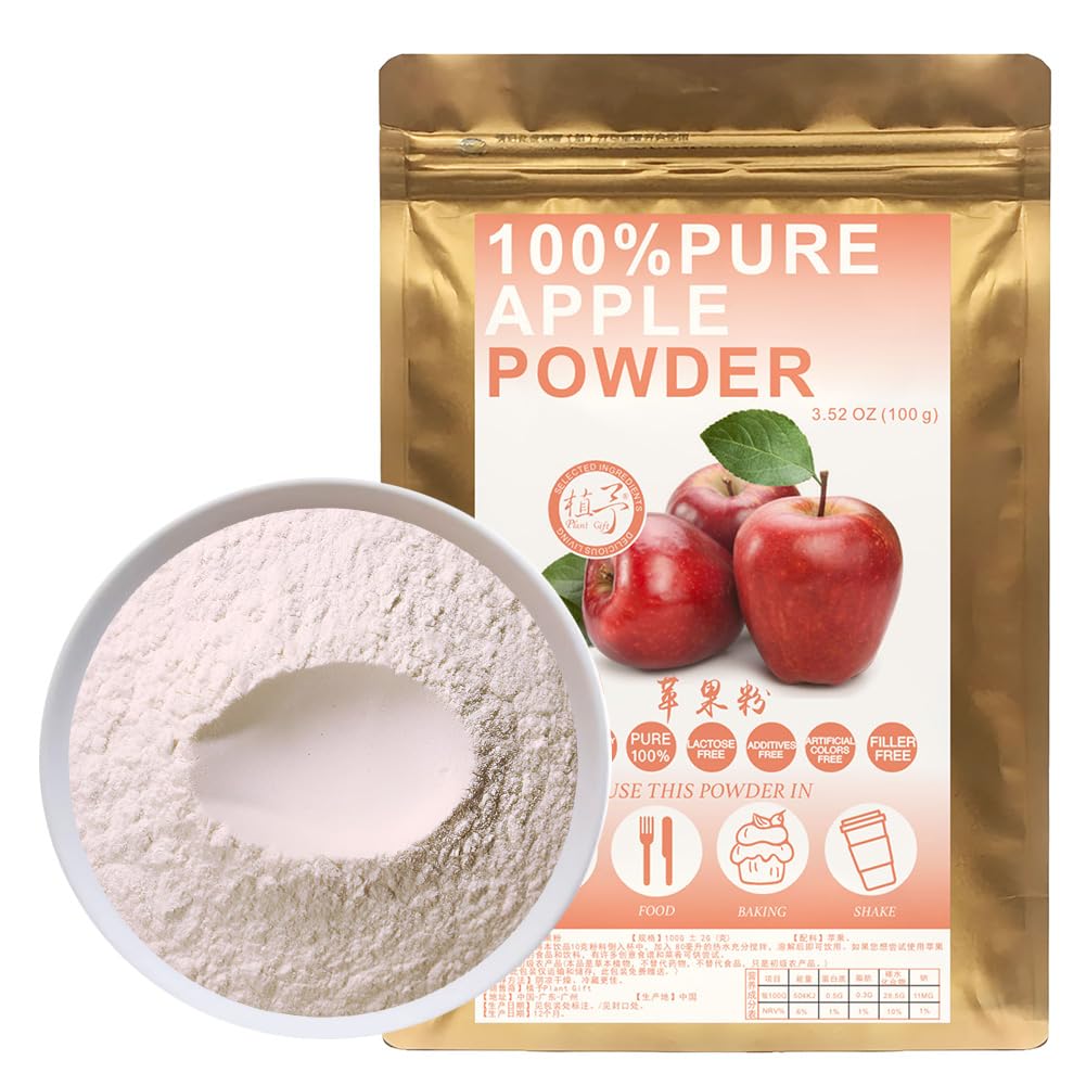 100% Natural Pure Apple Powder 100g/3.52oz 苹果粉 para batidos, batidos, panadería y bebidas, té, jugos | sin conservantes, sin azúcar añadido