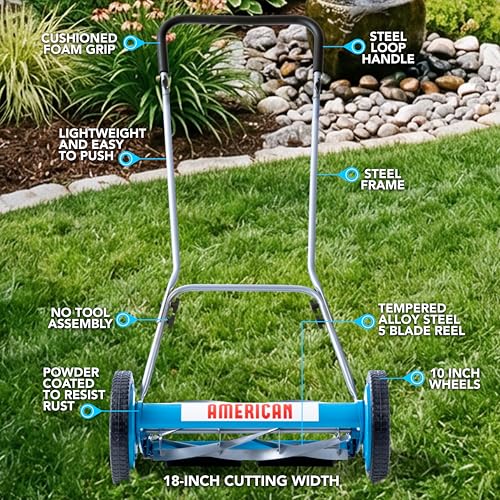 Image of American Lawn Mower Company 2815-18 18-Inch 5-Blade Reel Push Lawn Mower