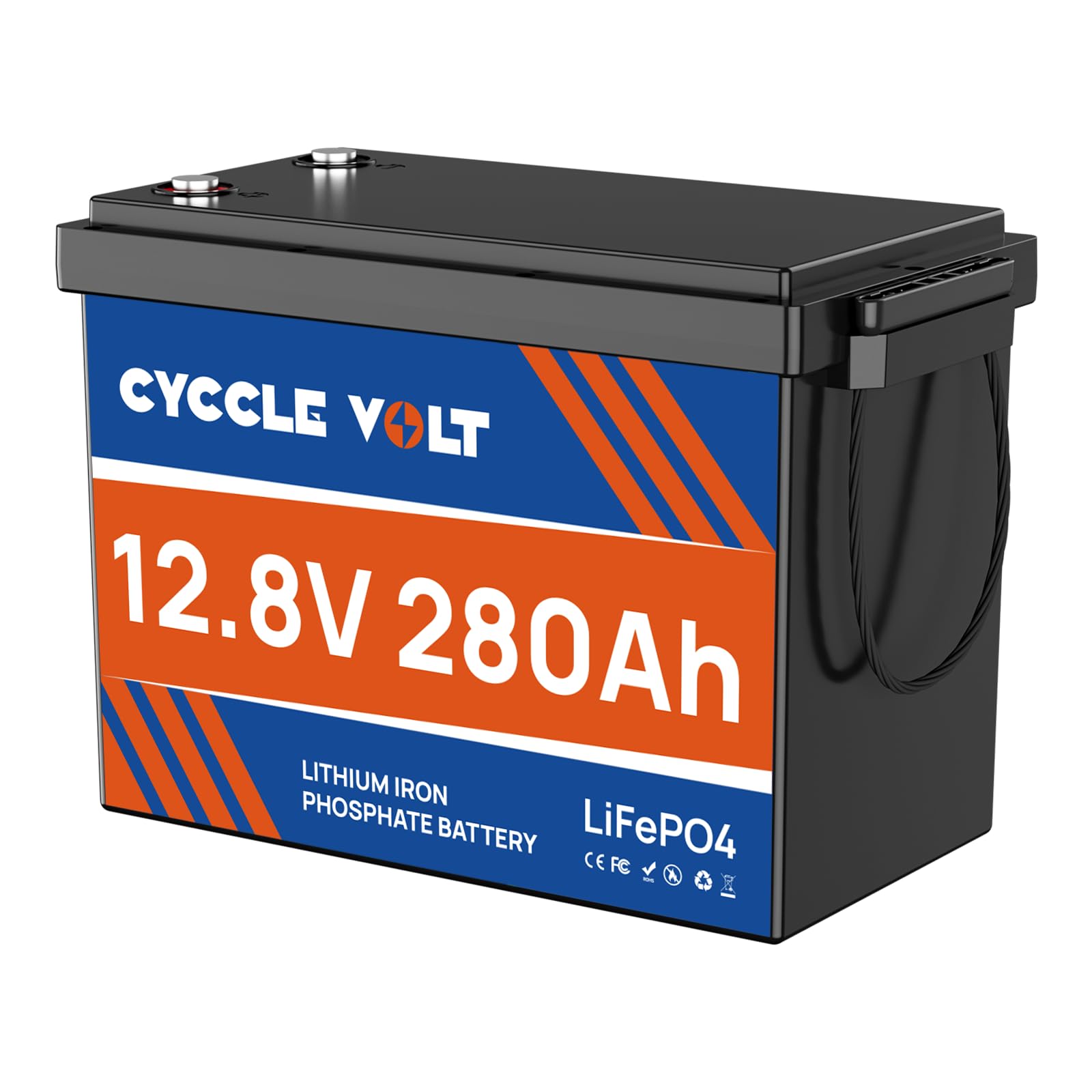 Batteria LiFePO4 12V 280Ah, Mini batteria litio 280ah con BMS 200 A, batteria al litio ferro fosfato a ciclo profondo, ideale per camper, energia solare e barche