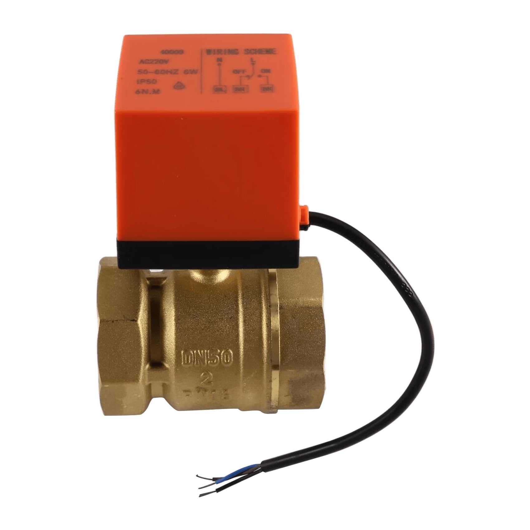 Jnchdghwa As Shown Ac220v Electric Ball Valve 2" Brass Motorized Two Way Valve Air Conditioning Floor Heating System