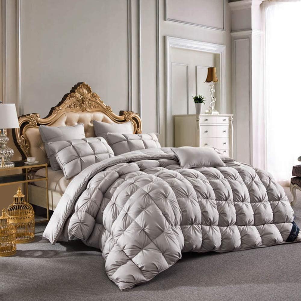 MZH Winter Duvets Pinch Pleat Duvet Goose Down Quilt Comforter King
