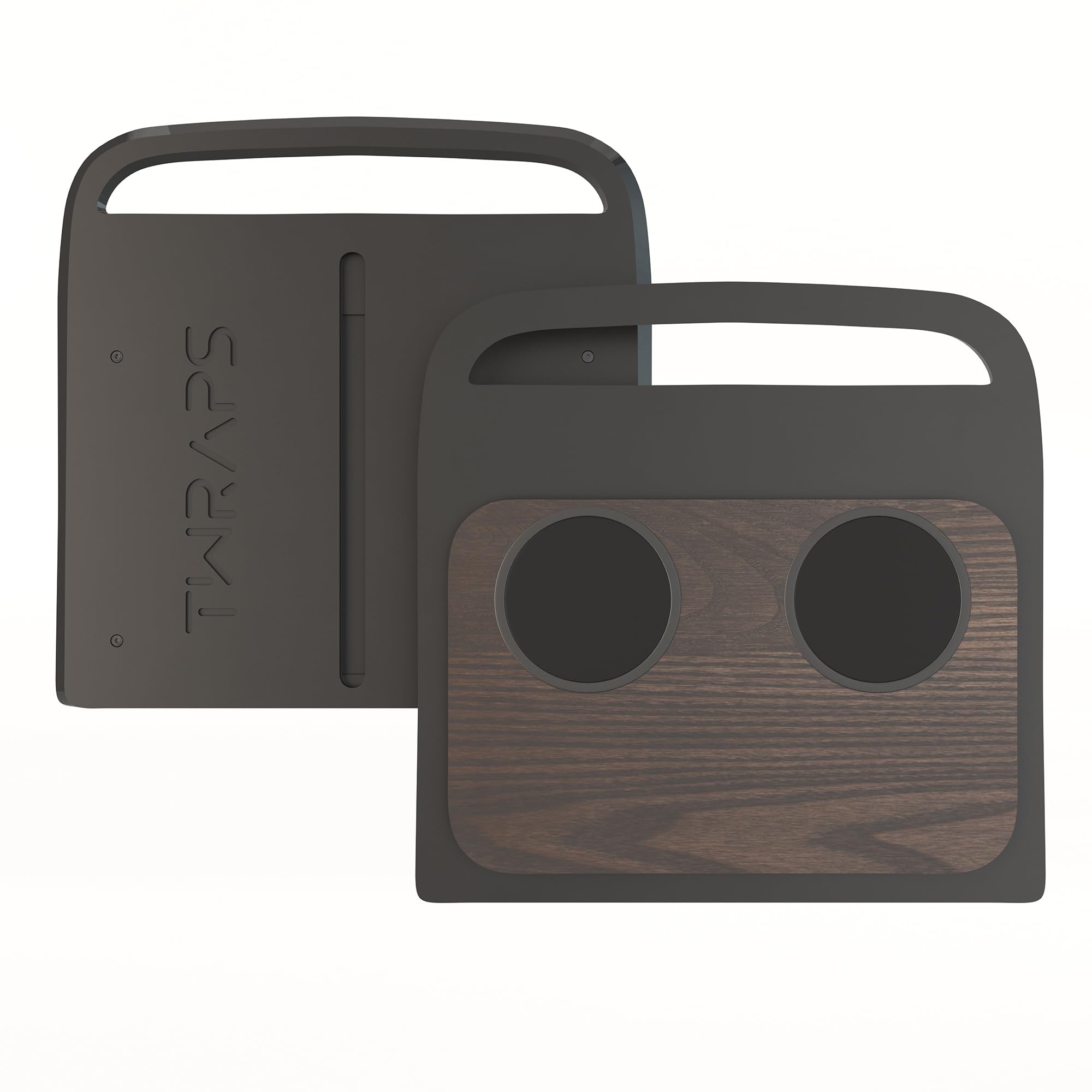 Dual Phone Charging Pad for Rivian R1T & Rivian R1S 2021-2024 Compatible with MagSafe iPhone 14, 15 - Armrest Fast Charger, Center Console Phone Mount Dock, with Warm Ash Wood Skin