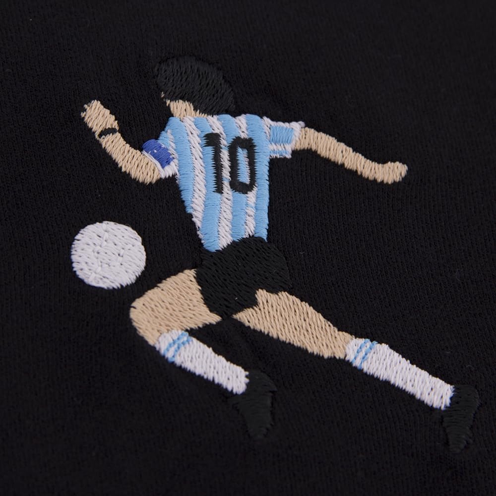 COPA - T-Shirt - Uomo - Ricamato Maradona Argentina - Nero - 100% Cotone