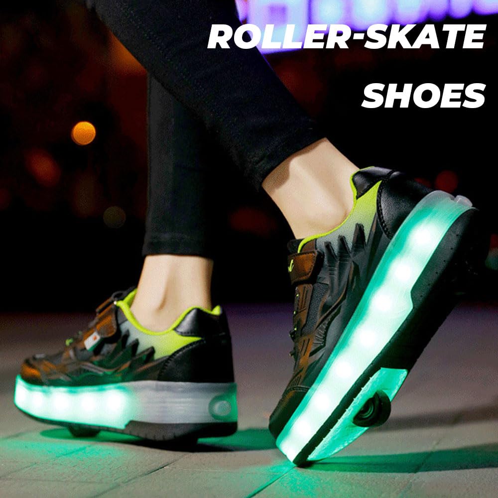 ENEN Zapatos con Ruedas, Zapatillas con Dos Ruedas para niños y Niña Zapatillas con Ruedas Skateboarding Zapatos Bambas (2 Ruedas 29-40 EU)