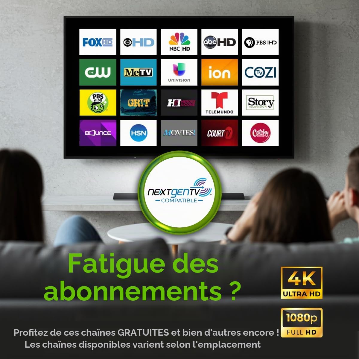 Mohu Leaf 50 HDTV Antenna Intérieur 15dB antenne TV - Antennes TV (Intérieur, Blanc, 4,88 m, 15 DB, 80,467 m)