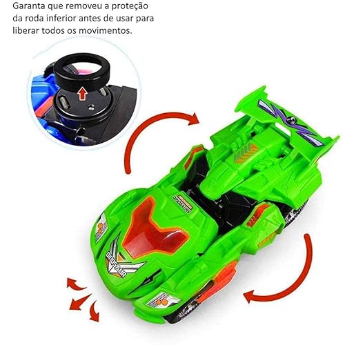 Carrinho Transformers Dinossauro Tiranossauro Bate e Volta Sons Luz - Verde
