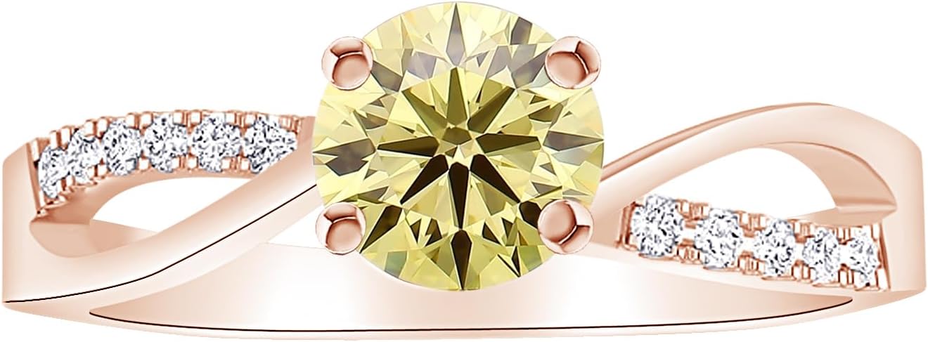 Houston Diamond District 2.08 Carat Elegant Twisting Split Shank Diamond Engagement Ring w/a 2 Carat Round Cut AAA Heirloom Quality Diamond