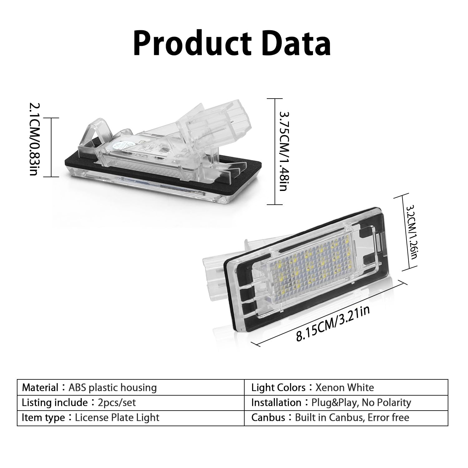 Luces LED de Matrícula, Sin Error OBD, Bombillas SMD 6000K Blanco Frío, Luz Trasera Compatible con Renault Espace IV Espace Fluence Scenic Duster etc., Lodgy, 2 Unidades