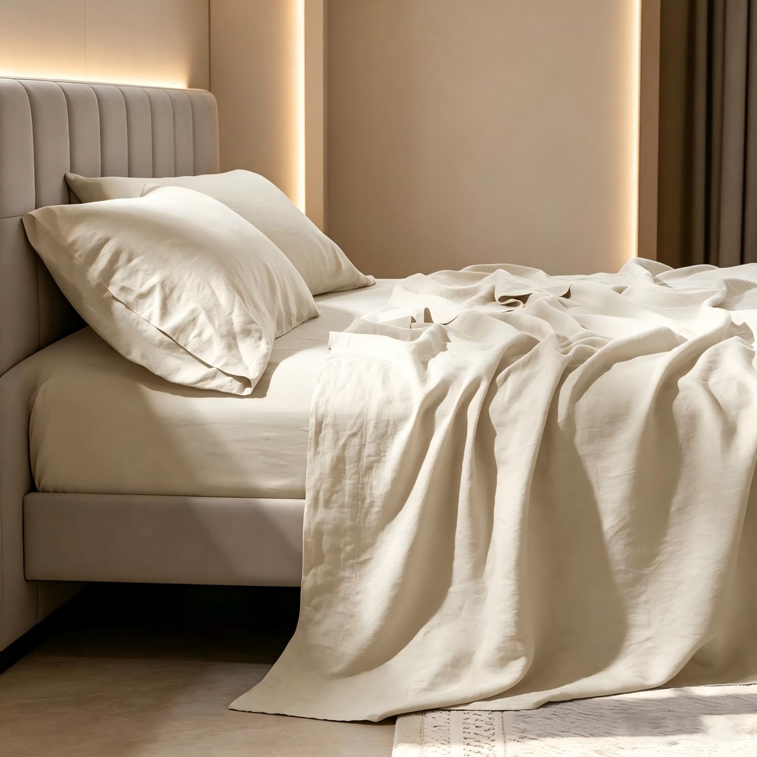 Photo 1 of AiAngu Queen 100% French Linen Sheet Set