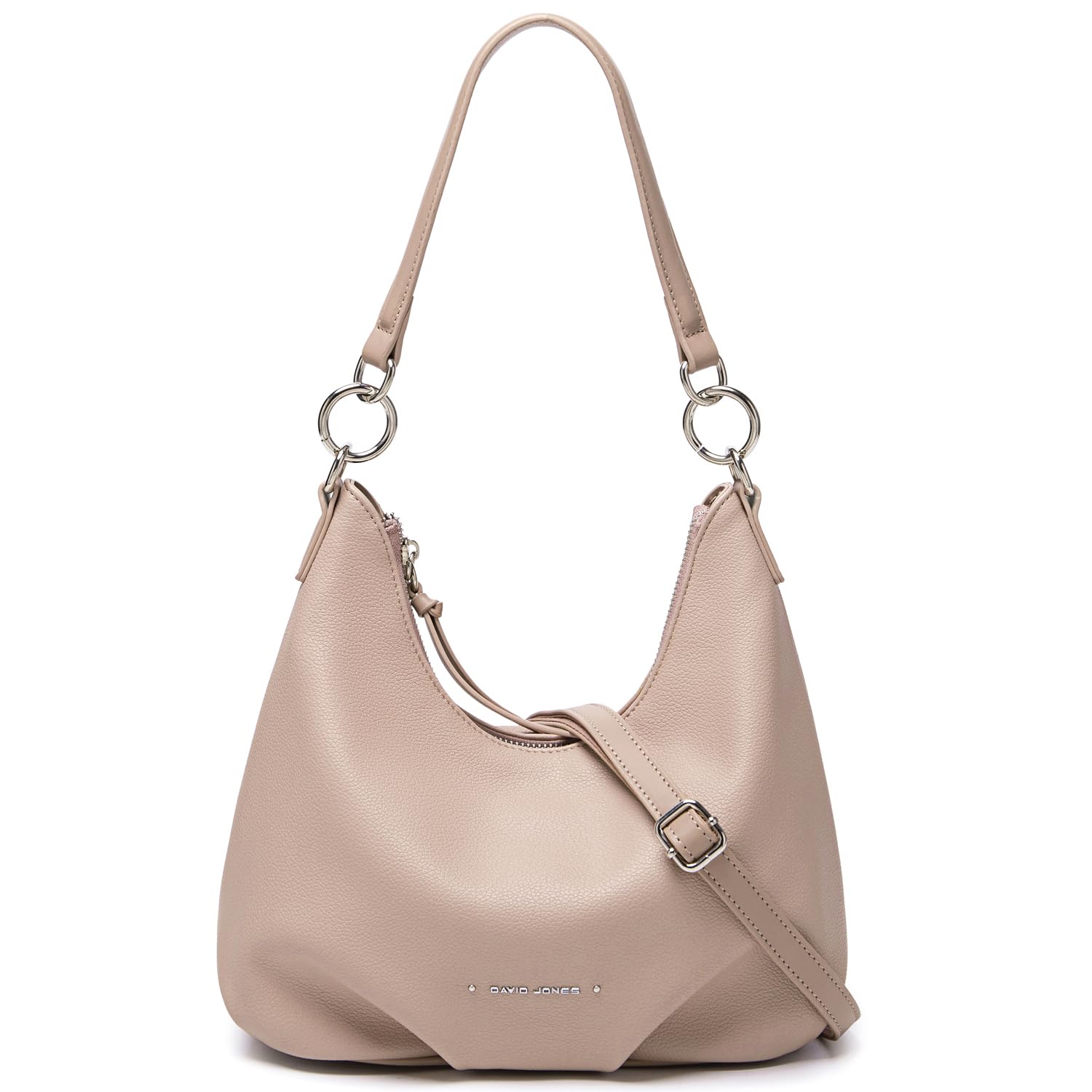 David Jones - Hobo Bag Damen, Mittelgroße Schultertasche PU Leder, Rosa