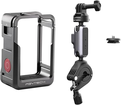 PGYTECH Jaula para cámara + CapLock - Soporte para manillar de motocicleta para DJI OSMO Action 4, Action 3