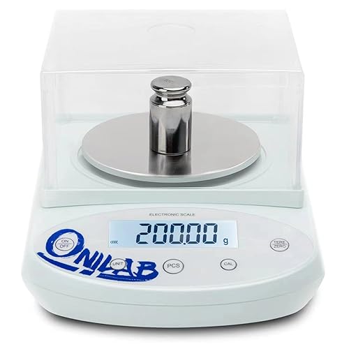 ONiLAB Balanza analítica de laboratorio, 600 x 0.00oz (1.32 x 0.0002 libras), báscula electrónica de alta precisión, pantalla LCD, báscula