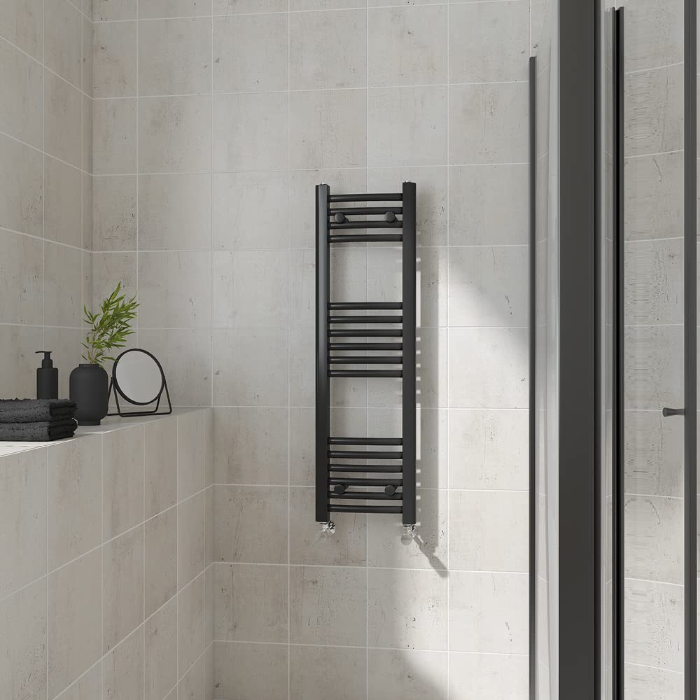 Warmehaus Curved Heated Towel Rail Black Bathroom Radiator 1000x300mm โ image 1