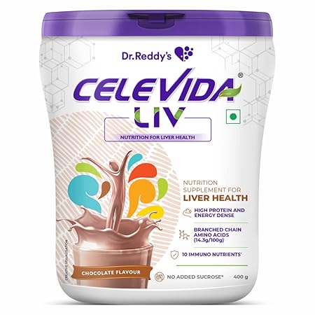 Dr.Reddys Celevida Liv | Nutrition Drink for liver health | Chocolate Flavour- 400g (1)