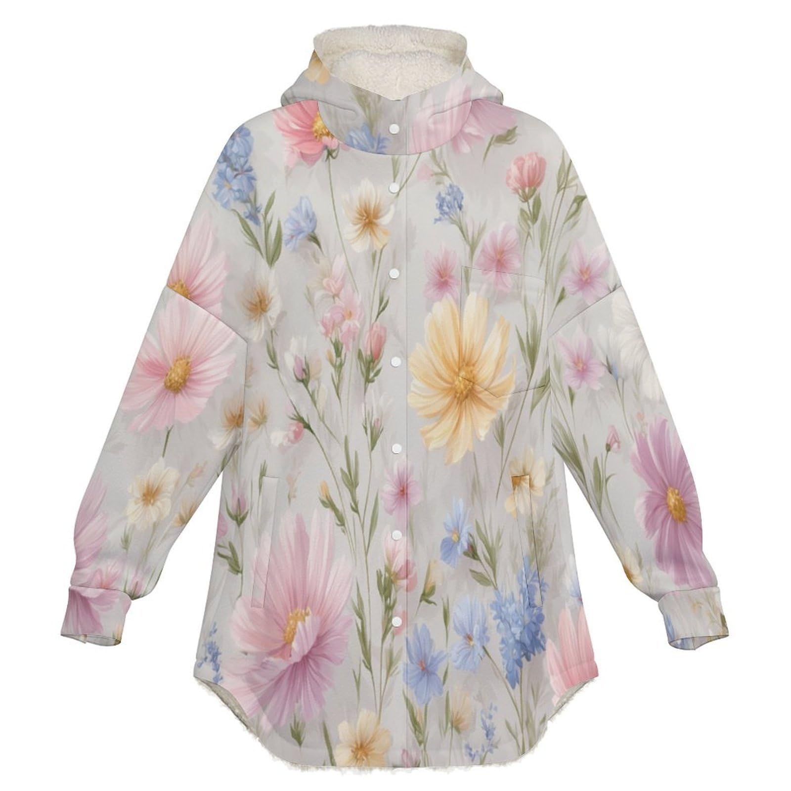 Sudadera Invierno con Capucha de Forro Polar Mujer Jardín Feliz Cálido Hoodies a Manga Larga Felpa Sudadera con Bolsillos, Púrpura Claro