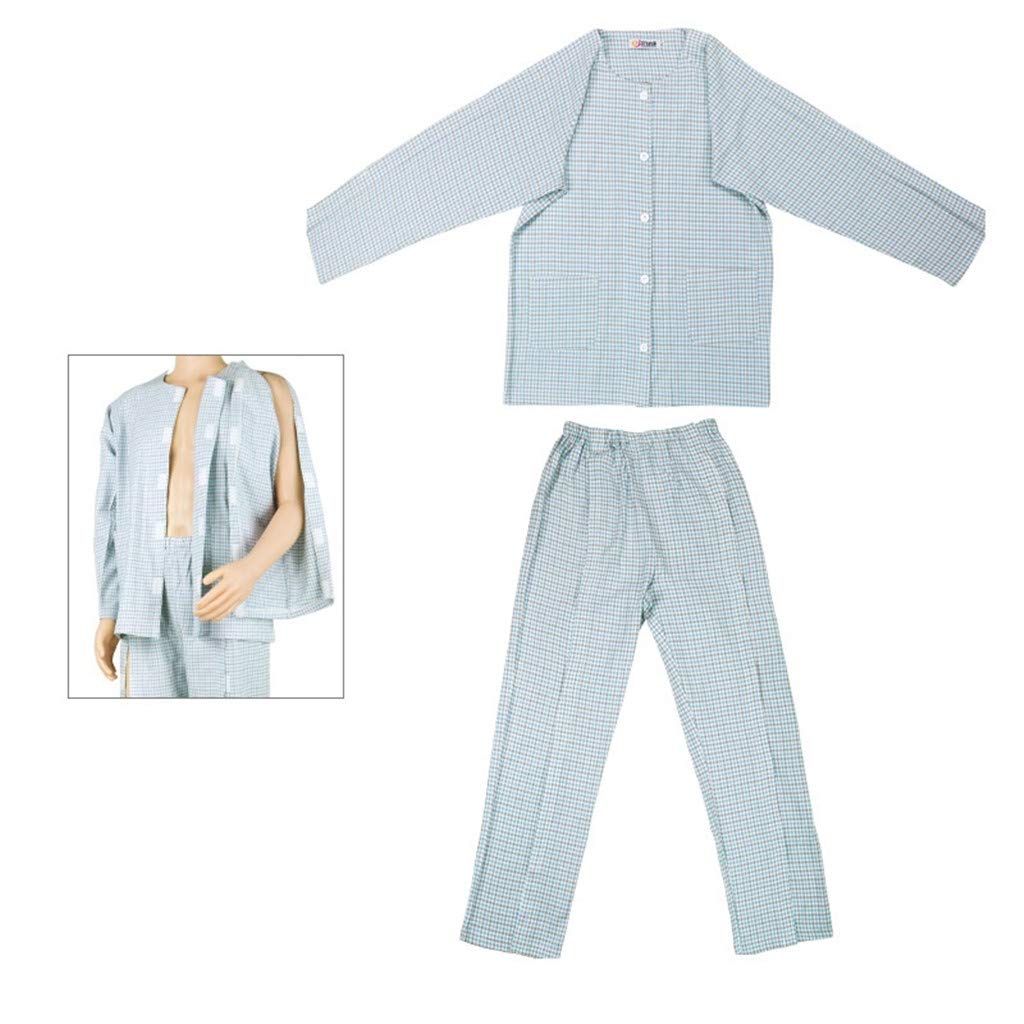 Patient Care Clothes for Fracture Postoperative Long Bedridden,inconvenient Wear and take Off Elderly,Easy to wear Off Nursing Suit,Men'sset,M