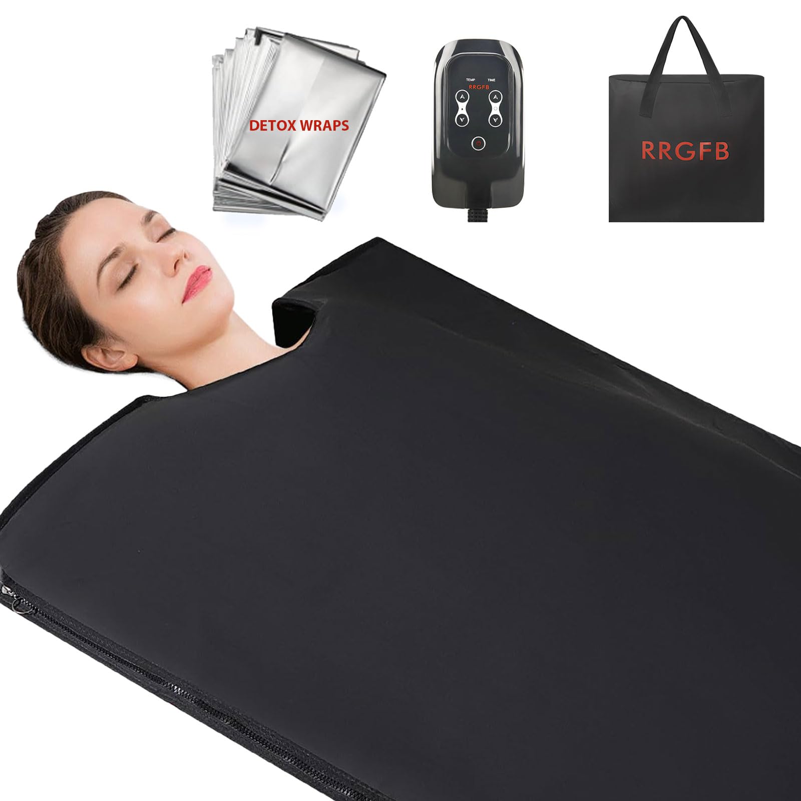 Infrared Sauna Blanket for Home, PU Leather Portable Dry Sauna Bag for Weight Loss and Detox, Low EMF Carbon Crystal Heating, 5.9ft×3ft-image-29
