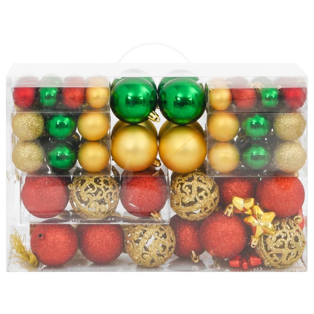 Juego de 112 bolas de Navidad de poliestireno rojo/verde/dorado