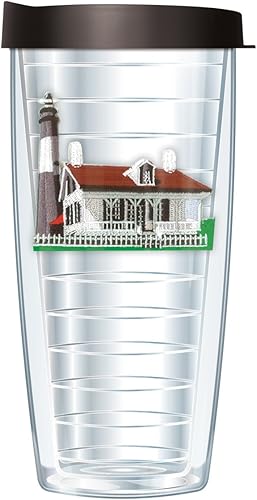 Miniatura 1 de Signature Tumblers Tybee Island, Georgia Faro emblema en transparente 16 onzas doble pared taza de viaje con tapa negra fácil de sorbar