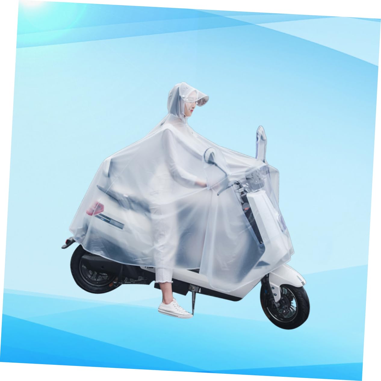 Raincoat Outdoor Donna Adulti Pvc Bianco Xxxxl per Riding | Crystal Frosted Finish, Copertura Collo, Taglio Monopezzo da Indossare Durante L'uso Esterno