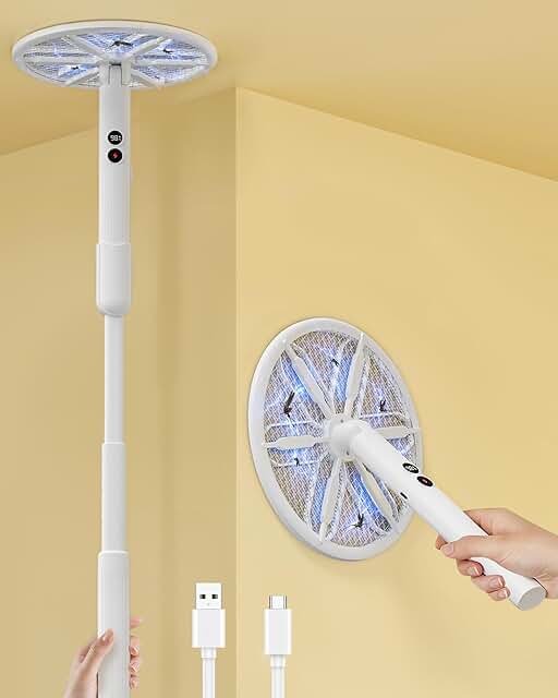 Rotating Head Electric Bug Zapper with Telescopic Handle