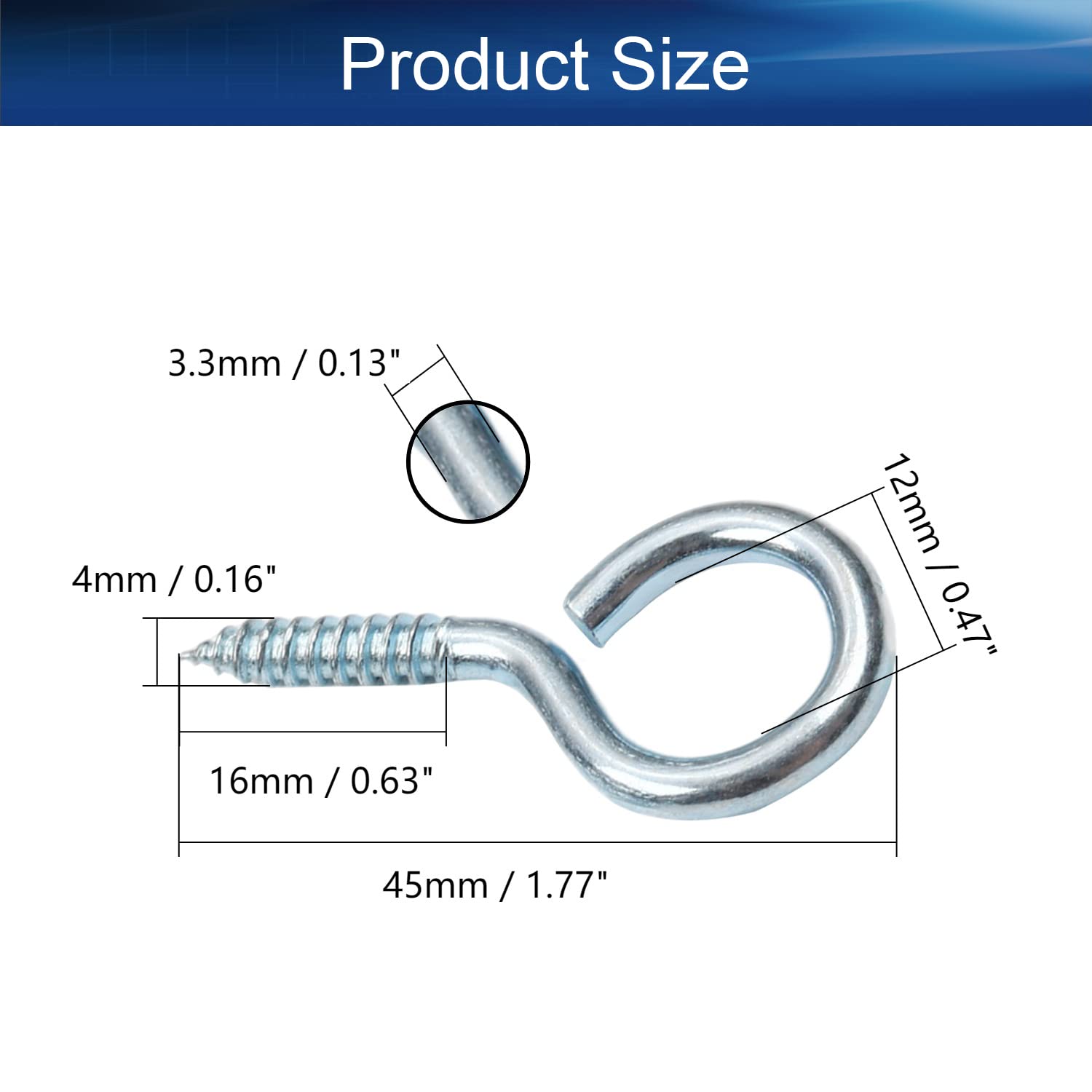 Threaded Eyebolts?Expansion Screw 5pcs Length Eye-Shape Ring Hooks Screws Eye Bolts Self Tapping Screws Iron Screw-in Hanger Lag Thread C-Hooks for Wooden Windows Light Duty Small Hanging Hooks Blue T