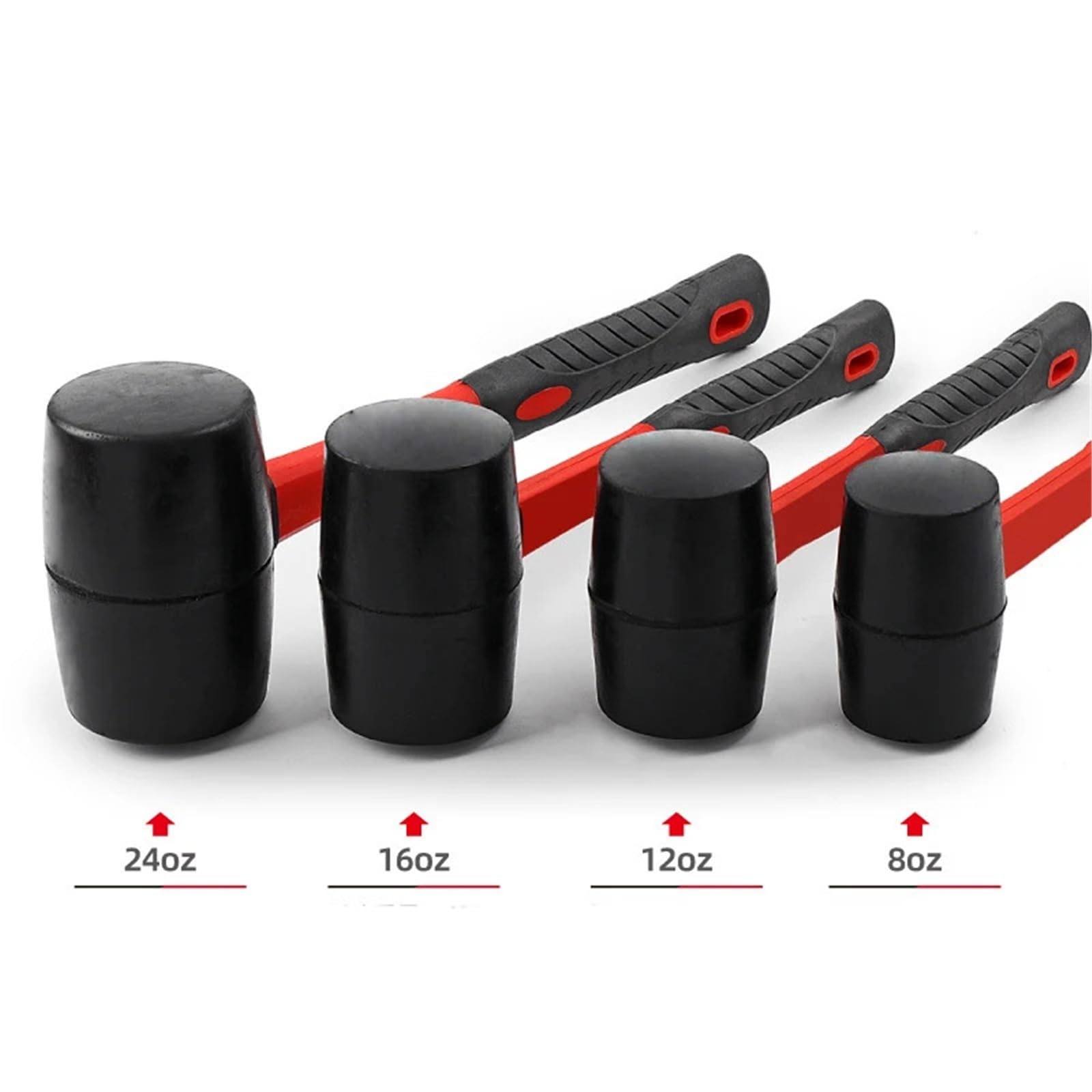 Martillo Goma 1 martillo de goma suave doble cabeza | Herramienta manual multifuncional de mazo resistente 8/12/16/24 Oz(24 OZ)