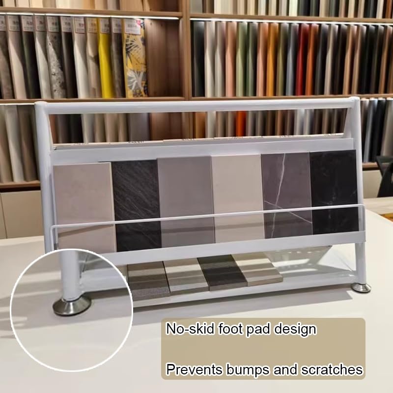 Présentoir Portable à 3 Niveaux en métal Double Face pour Carreaux, idéal pour Les Salons Professionnels - Présentoir d'échantillons sur Pied pour matériaux de Construction (60 x 15 x 35 cm)