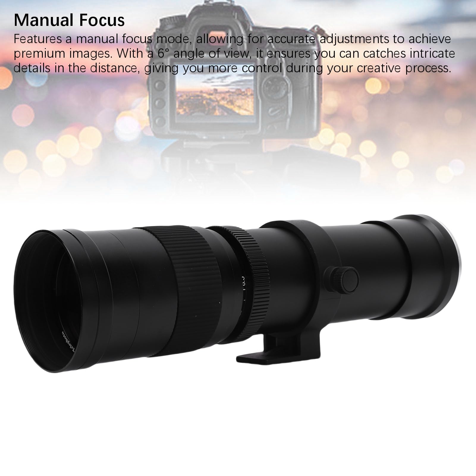 Zunate F8.3 Teleobiektyw 420-800 mm RF Mocowanie Ręczna Regulacja Ostrości Szkło Optyczne Czarny