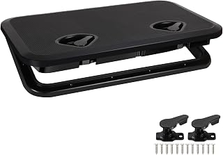 CLLOMAGY Marine Boat Deck Hatch Lid - Waterproof ABS Rectangle Access Cover for Bass Fishing Yacht Skiff, 24x14 Inch Black, Easy Install