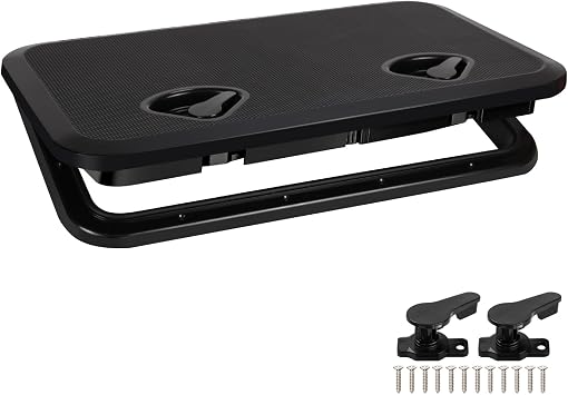 Marine Boat Hatch Deck Cover Lid,Marine Deck Access Hatch & Lid,Black Rectangle Boat Access Door for Bass/John/Fishing/Skiff/Sailboat/Yacht,Waterproof Cover Easy to Install