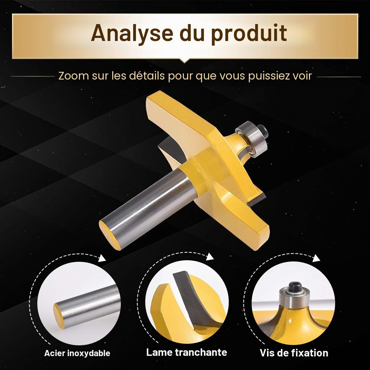 KATUR Main courante Bits De Routeur Ensemble 1/2 Pouce Shank, 2pcs Couronne Flûte Moulure Mèches De Routeur Set pour Travail Du Bois Fraises
